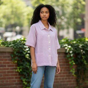 Vintage Vicki Wayne Size's 22 W Purple Striped Seersucker Button Up Shirt Jacket